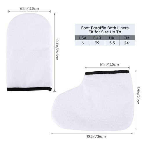 Paraffin Wax Gloves & Booties, Segbeauty Paraffin Heated SPA Mittens Foot Liners, Gloves & Socks for Hot Wax Hand thera-py Thermal treat-ment Home DIY SPA Wax Warmer Paraffin Wax Machine White