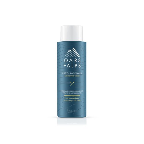 Oars + Alps Mens Moisturizing Body and Face Wash, Skin Care Infused with Vitamin E and Antioxidants, Sulfate Free, California Coast, 1 Pack
