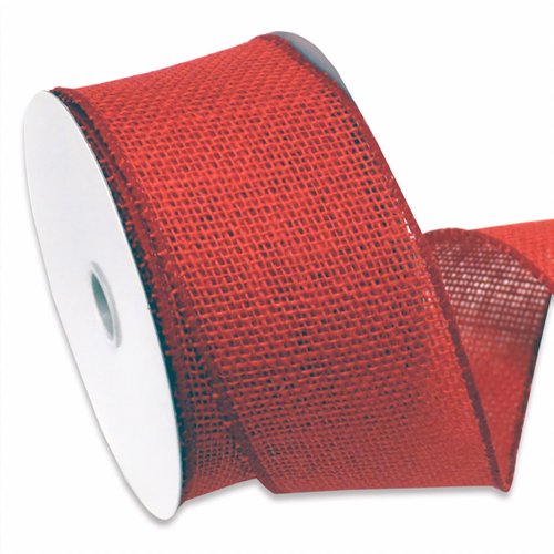 Morex Ribbon 1252.60/10-194 Burlap 2.5" X 10 YD Jute Wired Ribbon, Rose Red, Arts & Crafts Burlap Roll for Wedding Decor and Easter Decorations, Rustic Christmas Decorations Indoor Home Decor