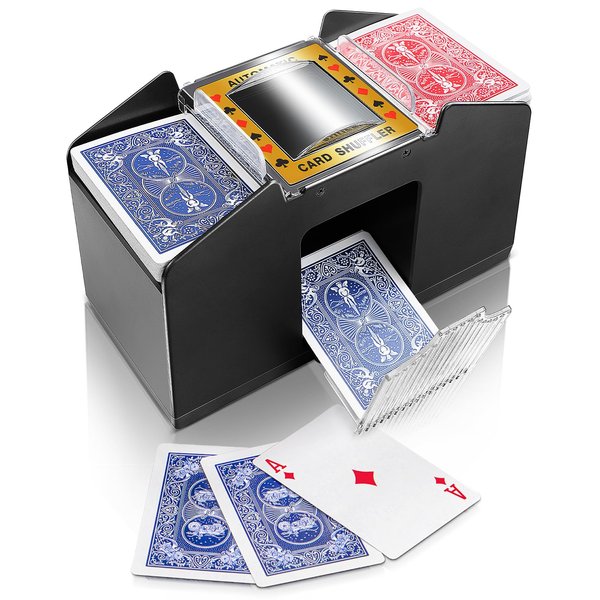 ARTISHION Automatic Card Shuffler - 1-4 Deck, Poker Shuffler Machine, Casino Card Electric Shuffler, Lower Noise Playing Card Shuffler for UNO, Phase 10, Skip Bo Card Games,Sleeved Card