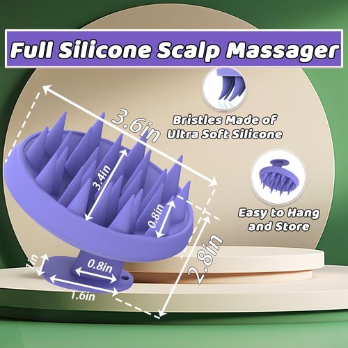YalsFTY Silicone Hair Shampoo Brush Scalp Massager, Soft Head Hair Massager for Promoting Hair Growth and Relaxing Stress, Scalp Scrubber Exfoliator for Removing Dandruff (Purple)