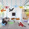 Airplane Party Decoration Hanging Swirls Retro Biplane Party Streamers Decor Supplies 24pcs Kids Birthday Party Decor Banner, Assembled and Ready to Use