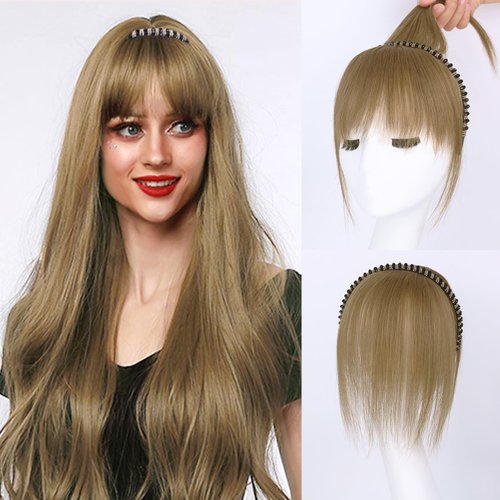 Yargel Hair Ash Blonde Human Hair Toppers with Rhinestone Band for Women Hairpiece for Thinning Hair Clip in Bangs with Band Straight (Ash Blonde 27#)