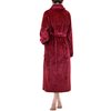 PAVILIA Soft Plush Women Fleece Robe, Wine Red Maroon Cozy Bathrobe, Female Long Spa Robe, Warm Housecoat, Satin Waffle Trim, 2XL/3XL