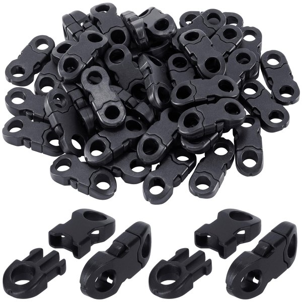 HINZIC 48pcs Black Paracord Bracelets 6mm Mini Safety Breakaway Buckles, Side Release Plastic Buckle for Paracord Bracelet Clasp Anklet Braided Necklace Cameras Strap Rings Accessories