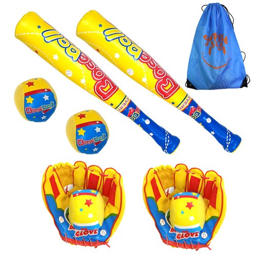 2 Pack Foam Soft Baseball Bat and Balls for Toddlers Boys Girls, Soft Kids Foam Baseball Bat Toys Set with 2 Plastic Baseball Bats, 4 Foam Balls,2 Baseball Gloves,1 Backpack Carrying Bag.
