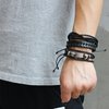 Jstyle 12Pcs Braided Leather Bracelet for Men Women Cuff Wrap Bracelet Wristbands Adjustable B