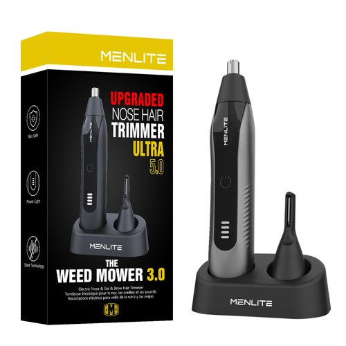 MENLITE Nose Hair Trimmer for Men Women, Multi Functional Men's Beauty Set, Eyebrow, Nose Ear Trimmer, Detachable Head for Water Washing, USB-C Type Fast Charging (Grey)