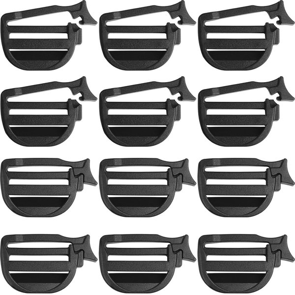 LUORNG 12PCS Wire Free Backpack Buckles 1 I.D. Eyelet Replacement No-Sew 4-Position Press Snap Buckles Backpack Bookbag Plastic Accessories Webbing Adjustment Buckles