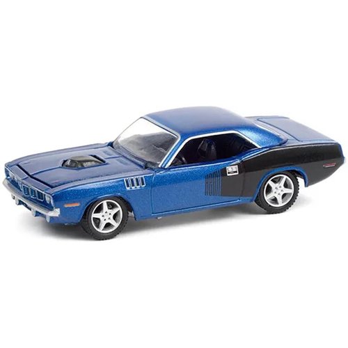 1970 Plymouth Barracuda Custom Hardtop Blue Metallic and Black with Modern HEMI Lettering (Lot #720) Barrett Jackson Scottsdale Edition Series 7 1/64 Diecast Model Car by Greenlight 37230C