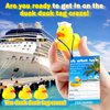 Kathfly 60 Pcs Cruise Ducks Tag Kits include 20 Rubber Cruise Ducks for Cruise Ships, 20 Cruising Rubber Duck Tag Cards, 20 Rubber Bands for Hiding Carnival Party Game Ducking Carnival Cruise Supplies