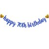 SUNbetterland Blue glitter Happy 70th Birthday Banner, Pre-Strung,Man's 70th Birthday Party Decorations Supplies, Happy 70th Birthday