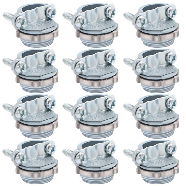 Fuzbaxy 12pcs 1/2Inch Clamp Type Cable Connectors for Metallic Conduit Protect Cables Silver-Zinc