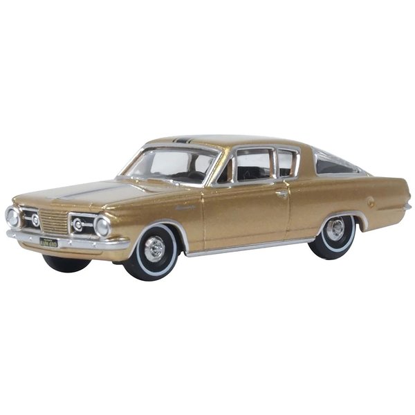Oxford Diecast 1965 Barracuda Gold Metallic with Black Stripes 1/87 (HO) Scale Diecast Model Car 87PB65001