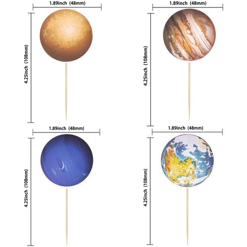 Gyufise 40Pcs Outer Space Cupcake Toppers Planet Rocket Spaceship Trip to the Moon Star Cupcake Picks Solar System Galaxy Universe Planets Birthday Cupcake Decorations Party Supplies