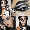 Afflano Gray Eyeshadow Palette Grey Black White Silver, Blendable Smokey Eye Eyeshadow Palette, for SFX Skull Goth Look Halloween Makeup Palette, Long Lasting Dark Eye Shadow Pallet - Panda