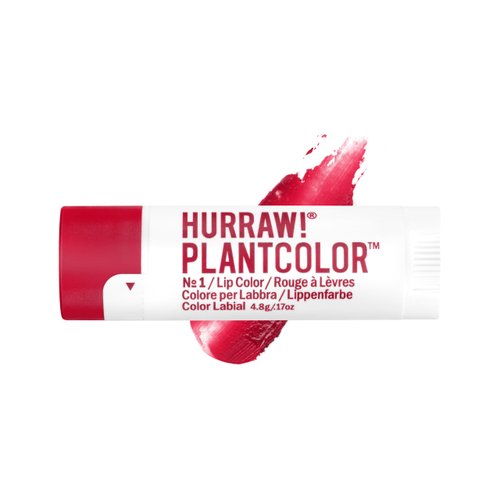 Hurraw! Plantcolor Lip Color No. 1: Red shade. Highly pigmented tinted balm and lipstick alternative. Vegan and all-natural. Easy application. Buildable. First of its kind. Made in USA