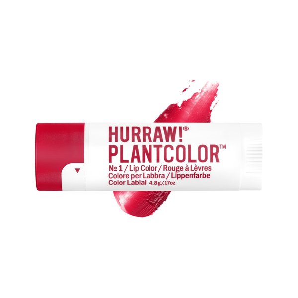 Hurraw! Plantcolor Lip Color No. 1: Red shade. Highly pigmented tinted balm and lipstick alternative. Vegan and all-natural. Easy application. Buildable. First of its kind. Made in USA