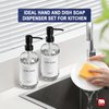 GMISUN Glass Soap Dispenser with Pump, 2 Pack Clear Bathroom Hand Soap Dispenser with Stainless Steel Pump, 16 Oz Refillable Kitchen Hand and Dish Soap Dispensers Set, Modern Liquid Pump Bottles