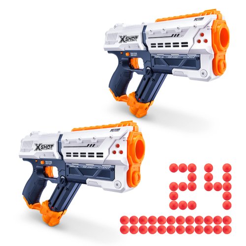 Chaos Meteor Blaster (2 Pack + 24 Darts) by ZURU, X-Shot White Dart Ball Blaster, Toy Blaster, Easy Reload, Rapid Fire Power, Quick Fast Reload, Toys for Kids, Boys, Teens, Adults (White)