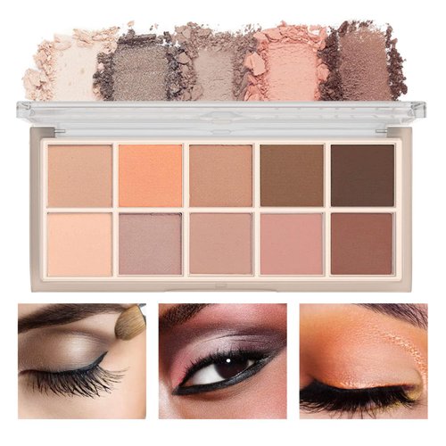 Sulily 10 Colors Eyeshadow Palette-Matte Naked High Pigmented Eye Shadow,Naturing-Looking, Ultra-Blendable,Waterproof&Long Lasting Neutral Cream Korean Makeup for Older Women (Milk Tea)