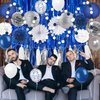 Navy Blue White Silver Party Decorations,46pcs Kit Blue White Silver Balloon Paper Pompom Tassel Garland Men Wedding Baby Bridal Shower Birthday Decor