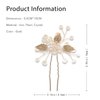 3pcs Pearl Bride Wedding Hair Pins Leaf Bridal Head Piece Flower Hair Accessories for Women and Girls 2.36 in *3.94 in, Golden