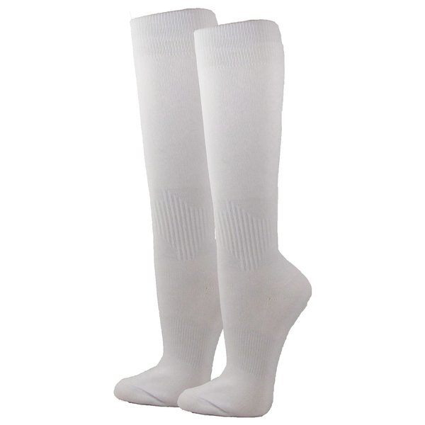 COUVER Unisex Polyester Soccer Knee High Socks Sports Team Socks, White L