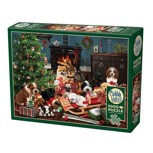 Cobble Hill 1000 Piece Puzzle - Christmas Puppies - Sample Poster Included