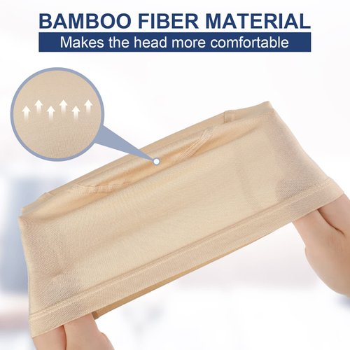 Janmercy 4 Pcs Bamboo Fiber Wig Cap Bamboo Wig Liner Cap for Women Hairloss Elastic Breathable Bald Cap Under Wigs (Black, Beige)