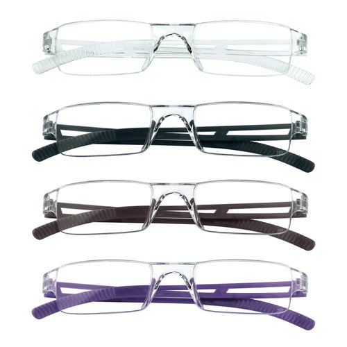 LifeArt 4 Pairs Reading Glasses, Blue Light Blocking Glasses, Computer Reading Glasses for Women and Men, Fashion Rectangle Eyewear Frame(4 Colors, 1.25 Magnification)