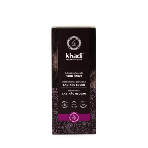 khadi Ayurvedic Natural Hair Color, 100% herbal, vegan, PPD & chemical free, certified natural cosmetics for healthy hair (DARK BROWN, 1 Pack (1 x 3.5oz))