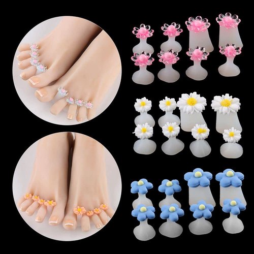 32Pcs/SET Toe Silicone Separator Nail Art DIY Tool Pedicure Flower Waterdrop Crystal Diamond Pearl Separator Foot Care Tools