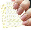 SILPECWEE 14 Sheets Gold Nail Stickers French Line Metallic Curve Strip Nail Decals Self Adhesive Nail Art Stickers Nail Design Stickers 3D Nail Decoration for Women Kids