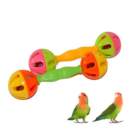 YuanHolumid 2Pcs Multicolour Bird Parrot Toy Rattle Birds Fun Exercise Plastic Double-Headed Bell Pet Toys Small and Medium Birds Foraging Foot Toy,Bird Toys, Pet Supplies
