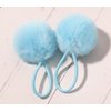 SUSULU Furry Hair Elastic Bands Faux Rabbit Fur Pompom Hair Ties Scrunchies for Women, Rubber Band with 5cm Ball Ponytail Holder Accessories Pack of 12pcs (Light Blue)