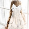 KICOSY Bride Bow Veil for Bachelorette Party White Bridal Bow Bachelorette Veil for Bride Bridal Veils for Women Wedding White Hair Bow White Lace Ribbon Bow Veil