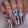 VOTACOS Christmas Nail Art Charms 3D Snowflake Nail Rhinestones Garland Reindeer Nail Supplies Accessories Shiny Christmas Nail Gems Jewelry for Women Christmas Nail DIY Design Decoration