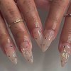 Foccna Clear Press on Nails Medium, Nude Fake Nails Almond Acrylic False Nails,Artificial Glue on Nails for Women and Girls,24 pcs