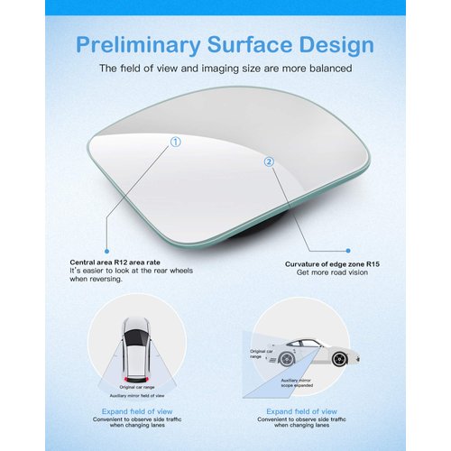 CUNCUI 2pcs Fan Shaped Blind Spot Mirror, 360 Degree Adjustabe HD Glass Blind Spot Mirrors, Frameless Convex Rear View Mirror, for any Car, Van, Suv and Trucks.