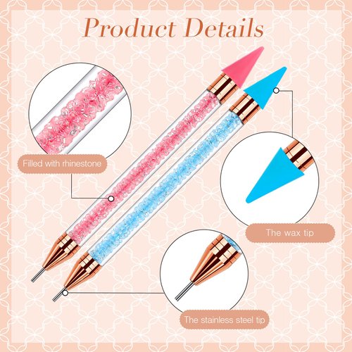 Tatuo 10 Pcs Diamond Painting Pen with Wax Tip Dual Ended Diamond Art Pens Tools Nail Rhinestone Picker Nail Gem Tool for Manicure Nail Art DIY Decoration and 5D DIY Painting Crafts