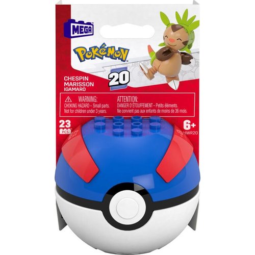 Mega Pokémon Chespin Building Toy Kit, Poseable Action Figure (23 Pieces), HWR20