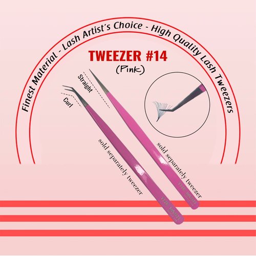 THE LASH SUPPLY PREMIUM #1-19 Lash Tweezers, Durable and Slip Resistant Eyelash Tweezers Extensions, Pink S/C Volume, Classic Lash Tweezers, Lash Extension Supplies Limited Edition