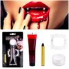 Halloween Fake Blood Washable + Fake Teeth Vampire Teeth + Black and White Face Painting Kit, Drip Liquid Blood for Clothes, Zombie, Vampire Monster SFX Makeup Face Body Paint