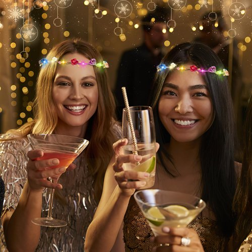 20 Pcs LED Flower Crowns Headbands - Light Up Headband for Women, Garlands Glowing Floral Wreath Crowns for Christmas Wedding Beach Party Birthday Cosplay Gifts