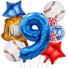 HADCKJA Baseball Balloon Baseball Birthday Party Supplies with 9th Balloon Baseball Glove Balloon Red Blue Star Red Blue Confetti Balloon for Baseball Party Decorations Birthday Party Decorations 9Pcs