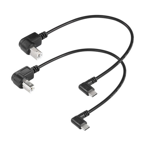SinLoon 2 Pack USB C Printer Cable Right Angled USB B to Type C Cord 11.8inch USB B Male to USB C Male for Printer,MIDI Controller,Scanner,Digital Piano MIDI Controller,DJ Controller (UP+Down)
