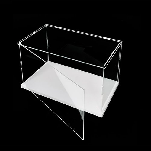 Clear Acrylic Display Case, Self-Assembly Acrylic Box with Transparent Side Door and White Thick Base, Dustproof Protection Showcase Organizer for Collectible Doll Toy Model (30X15X20cm/12X6X8inch)