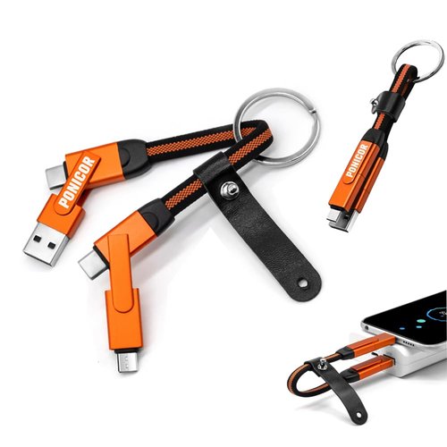 PONICOR 6 in 1 Short Multi Charging Cable 3A Fast Charger Cord, Nylon Braided Keychain USB C Cable for Travel, Universal Charging Cable for Cell Phones and More