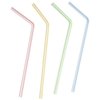 Comfy Package, Flexible Disposable Plastic Drinking Straws - 7.75" High - Assorted Colors Striped [400 Pack]